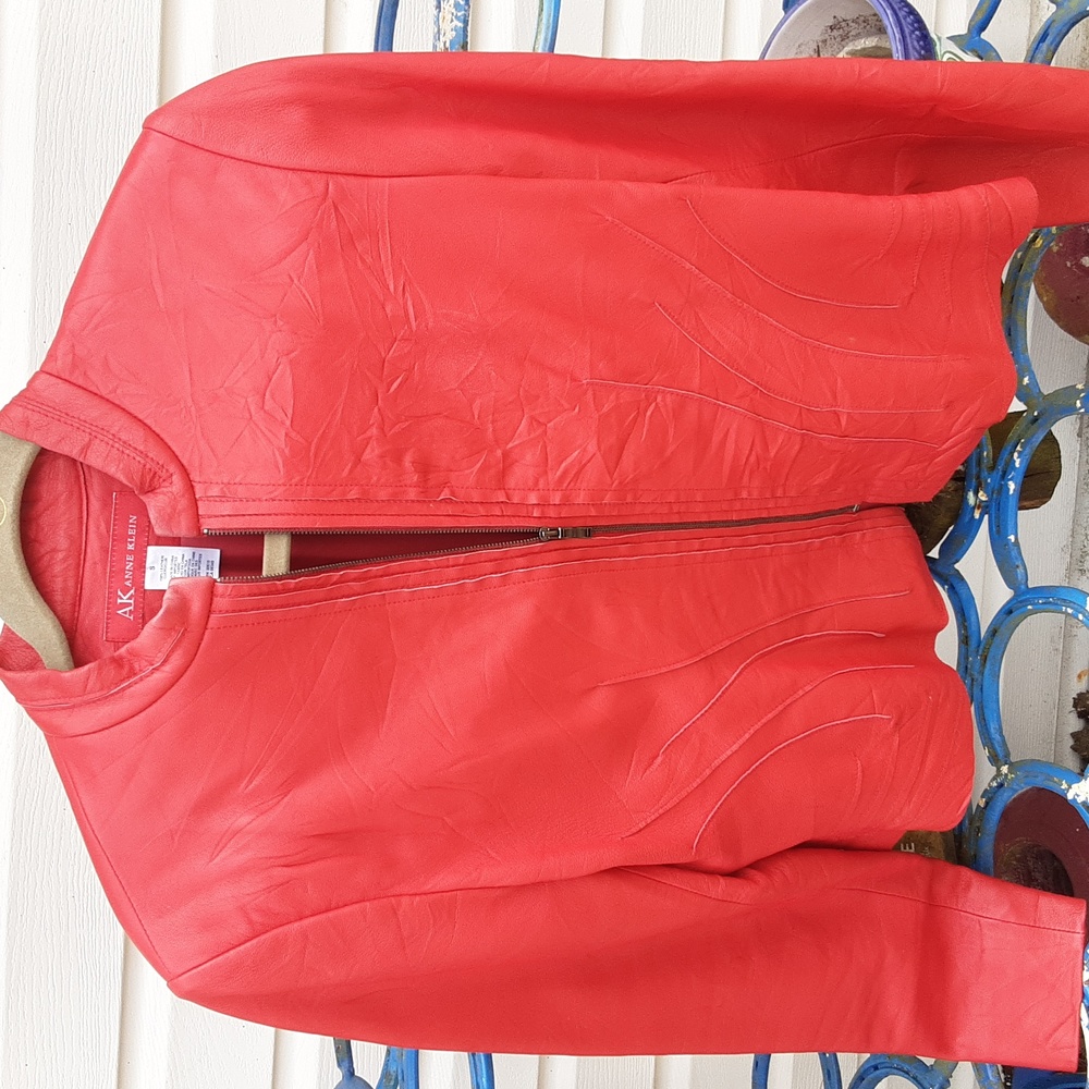Anne Klein red leather jacket, size S